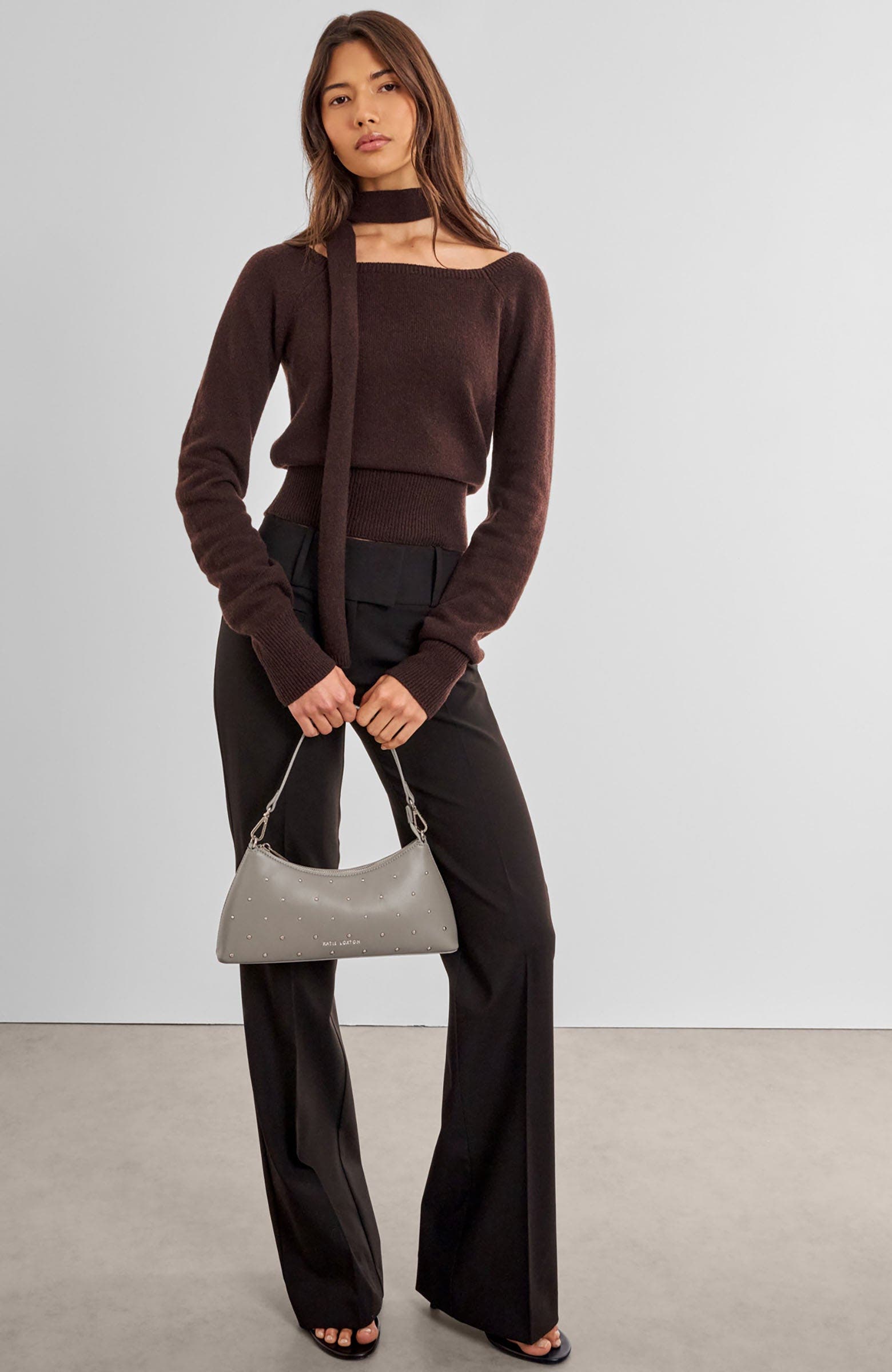 Miley Small Shoulder Bag, Alternate, color, Silver Mink Studded