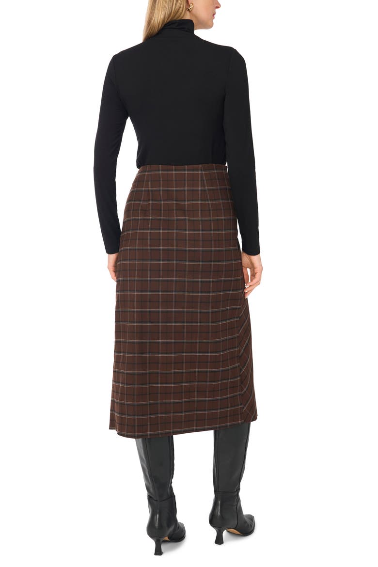 Plaid Asymmetrical Midi Skirt, Alternate, color, BROWN MULTI