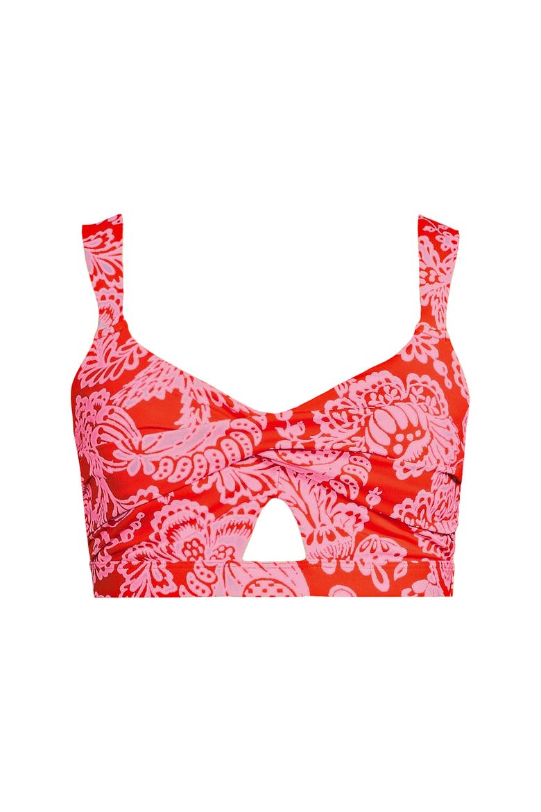 Twist Front Bikini Top, Alternate, color, Radiant Orange Floral Medley