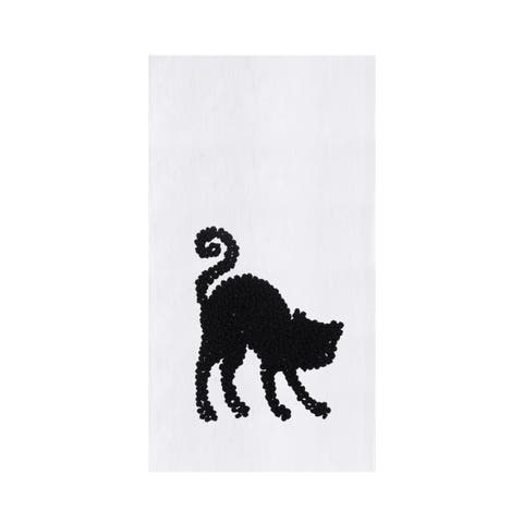 Halloween Black Cat French Knot 100% Cotton Flour Sack Dishtowel