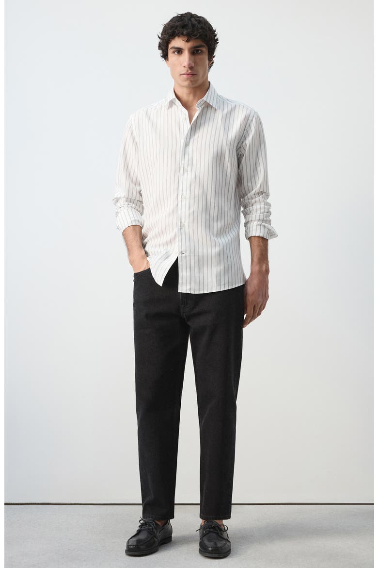 Stripe Button-Up Shirt, Alternate, color, OFF WHITE