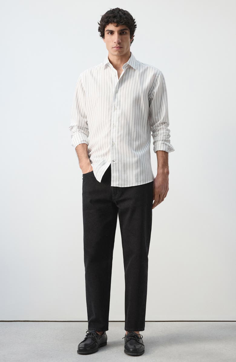 MANGO Stripe Button-Up Shirt, Alternate, color, Off White