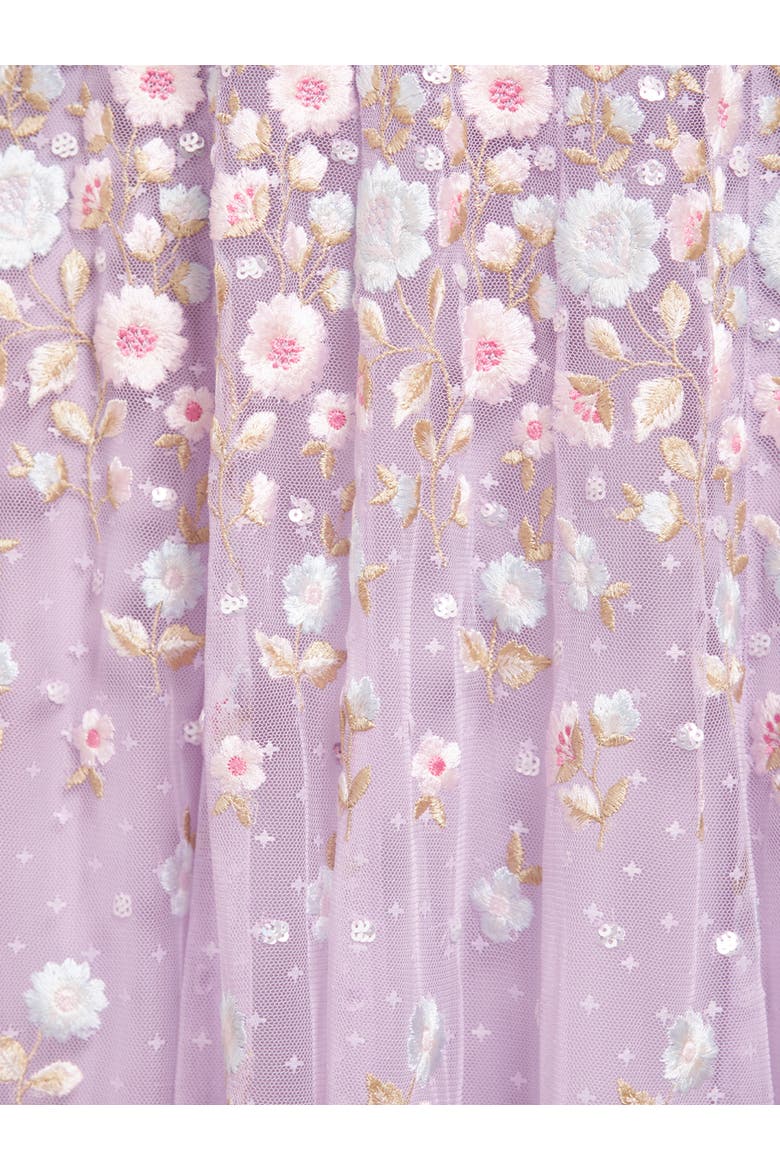 Ethereal Blooms Short Sleeve Ankle Gown, Alternate, color, Lavender/Multi