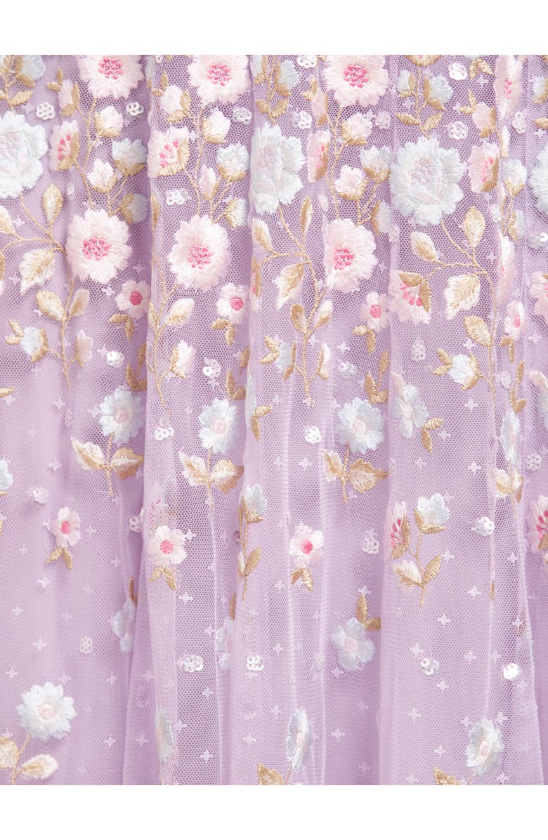 Needle & Thread Ethereal Blooms Short Sleeve Ankle Gown, Alternate, color, Lavender/Multi