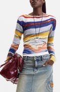 Desigual Striped Metallic Knit Sweater