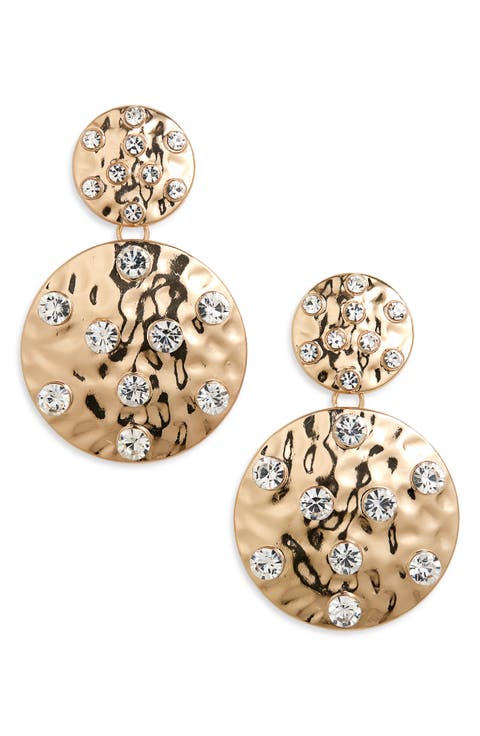 Hammer Disc Double Drop Earrings
