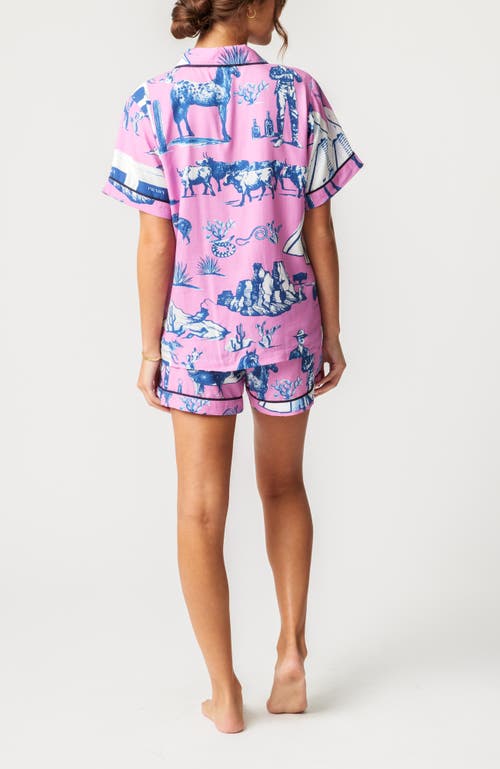 Katie Kime Marfa Toile Pajama Shorts Set In Pink