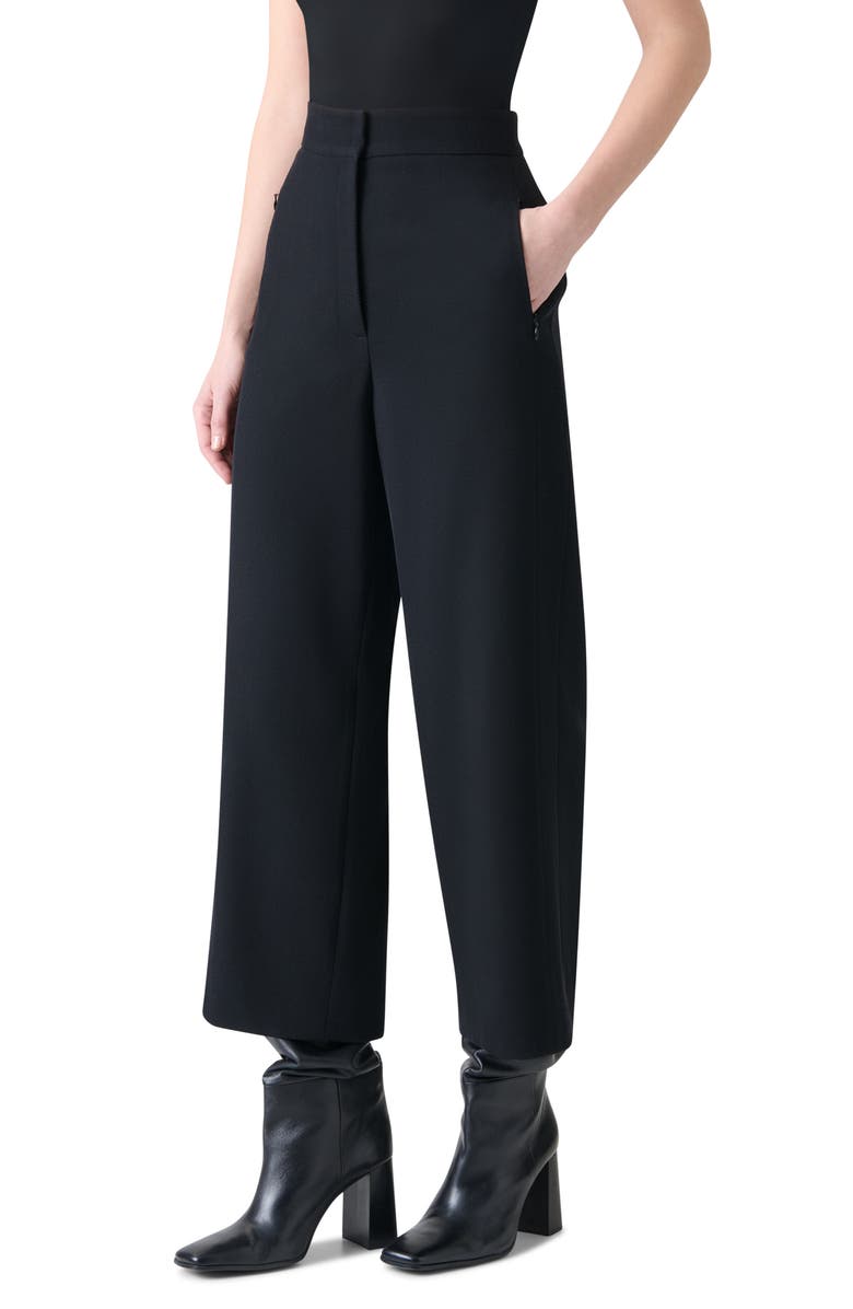 Akris punto Filip Wool Crepe Crop Pants, Alternate, color, Black