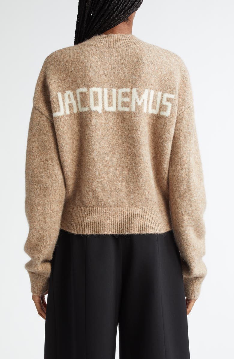 Jacquemus La Maille Logo Jacquard Alpaca & Merino Wool Blend Sweater, Alternate, color, Beige