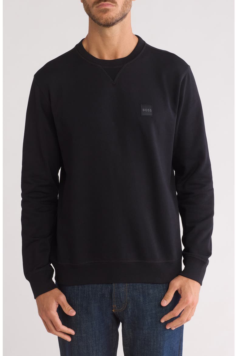Westart Cotton Crewneck Sweatshirt, Main, color, BLACK