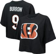 Majestic Threads Women's Majestic Threads Joe Burrow Black Cincinnati Bengals Swarovski Crystals Boxy Cropped Name & Number T-Shirt