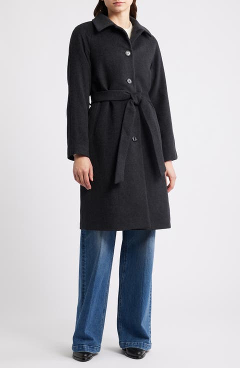 ジャケット・アウター volume wool tailored coat charcoal gray HERRINGBONE TEXTURED WOOL BLEND COAT - Anthracite Gray