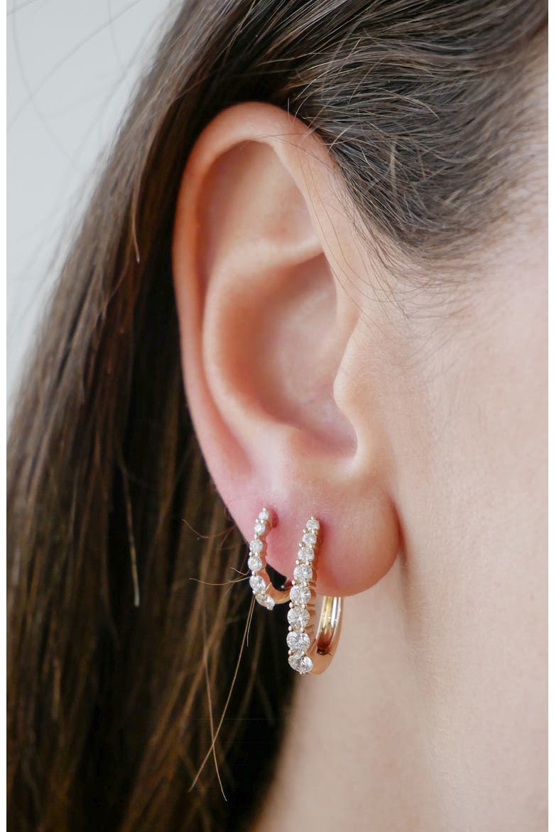 Mini Maeve Graduated Diamond Huggie Hoop Earrings, Alternate, color, GOLD