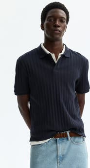 H&M Slim-fit Textured Jersey Polo Shirt