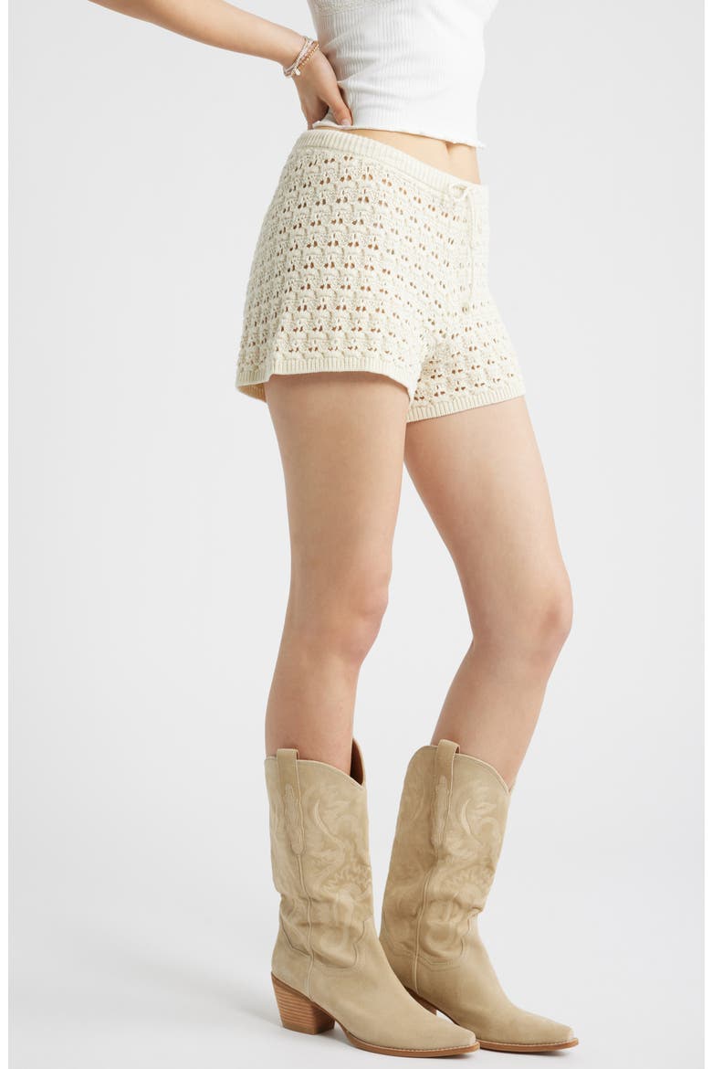 Open Stitch Beach Shorts, Alternate, color, IVORY DOVE