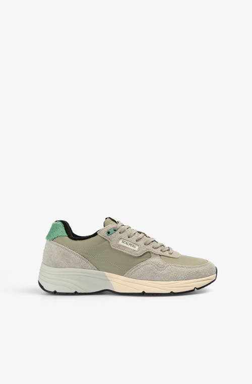 Scalpers Contrasting Suede Sneaker In Neutral