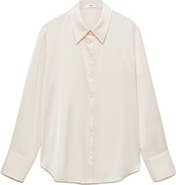 MANGO Flowy Satin Button-Up Shirt