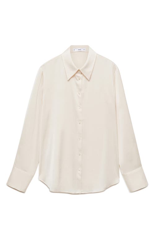 Mango Flowy Satin Button-up Shirt In White
