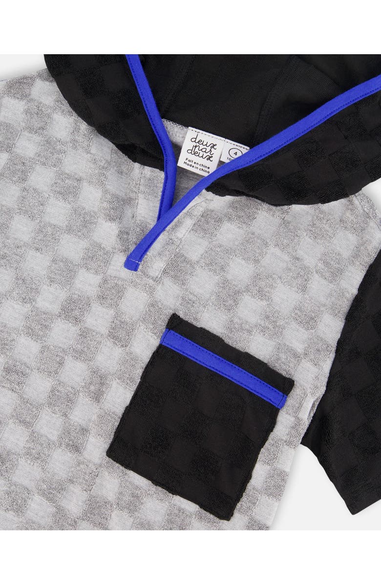 Deux par Deux Boy's Printed Hooded Terry Top And Shorts Set Gray And Black, Alternate, color, 