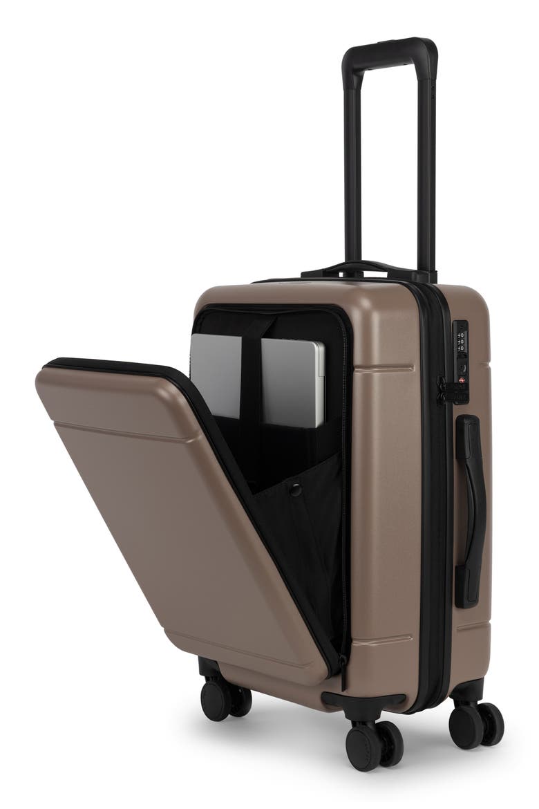 Hue 22-Inch Front Pocket Carry-On Suitcase, Alternate, color, CHOCOLATE