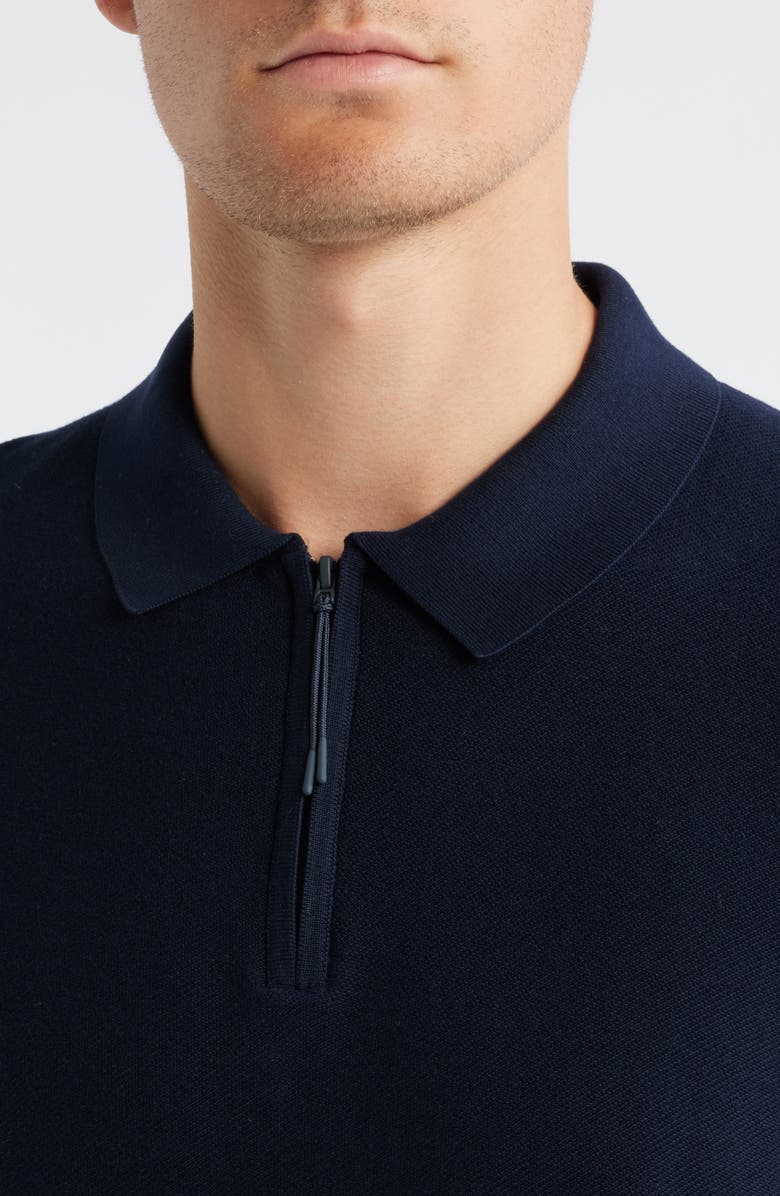 BOSS Imartino Piqué Zip Polo, Alternate, color, Dark Blue