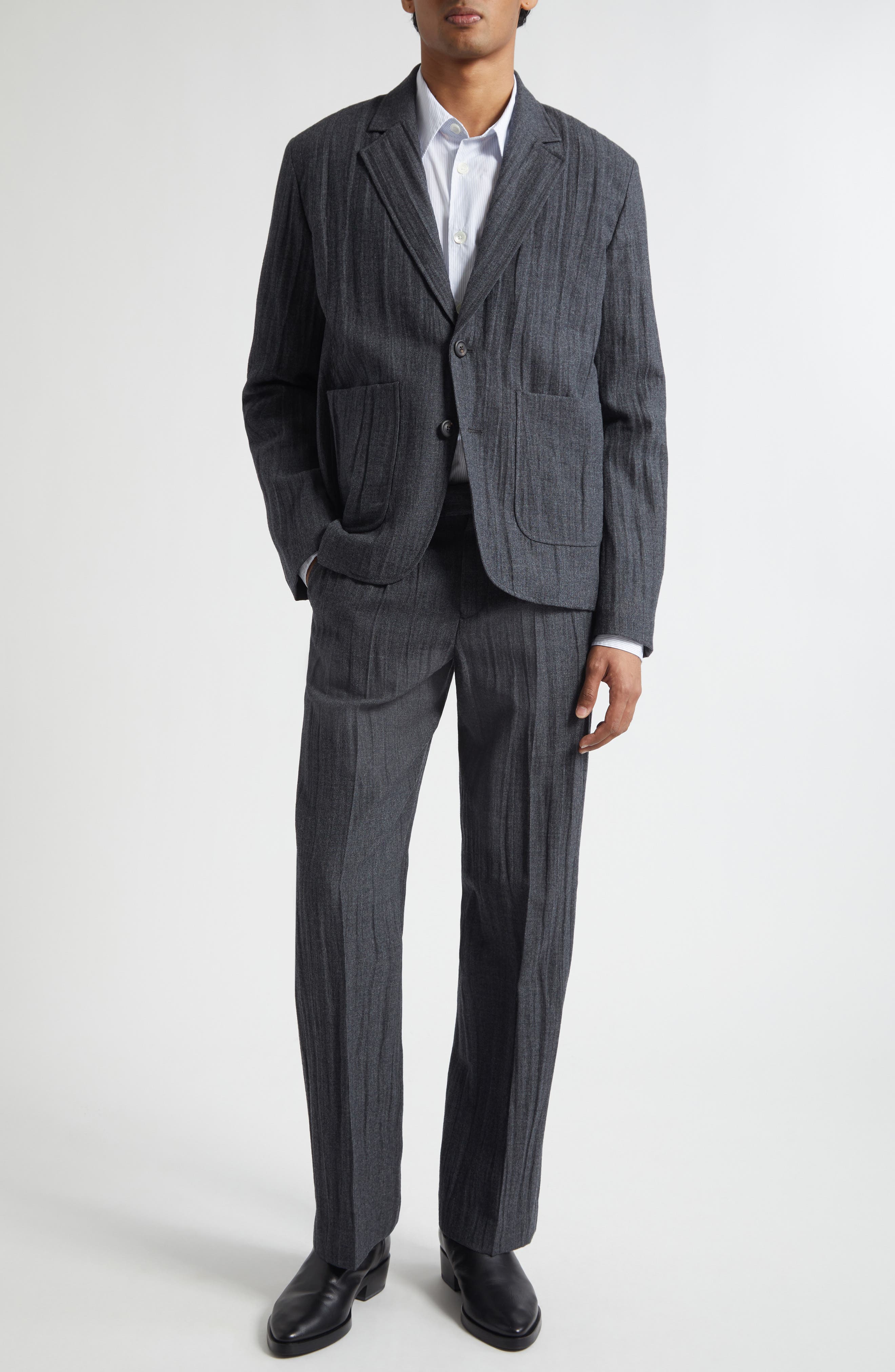 Temp Plisse Virgin Wool Blend Blazer - image 2