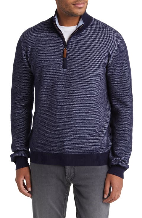 Merino Wool & Cashmere Bird's Eye Sweater