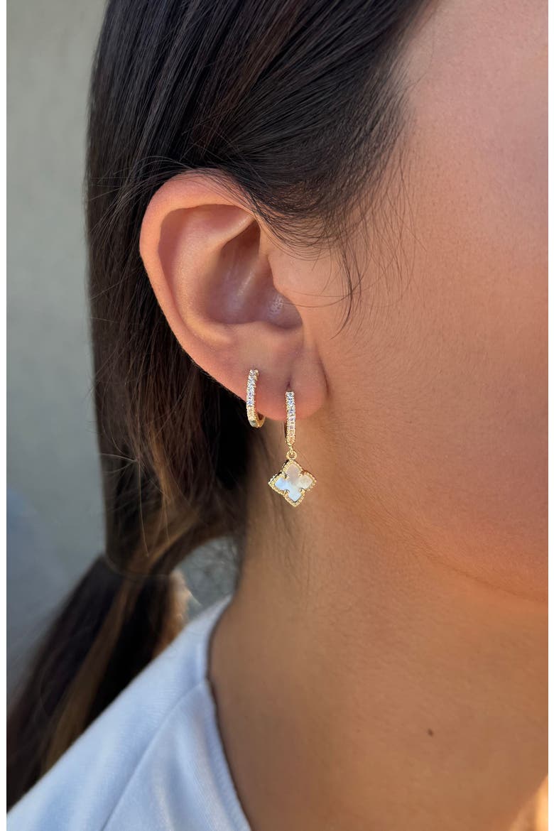 Set of 2 Hoop Earrings, Alternate, color, GOLD-WHITE
