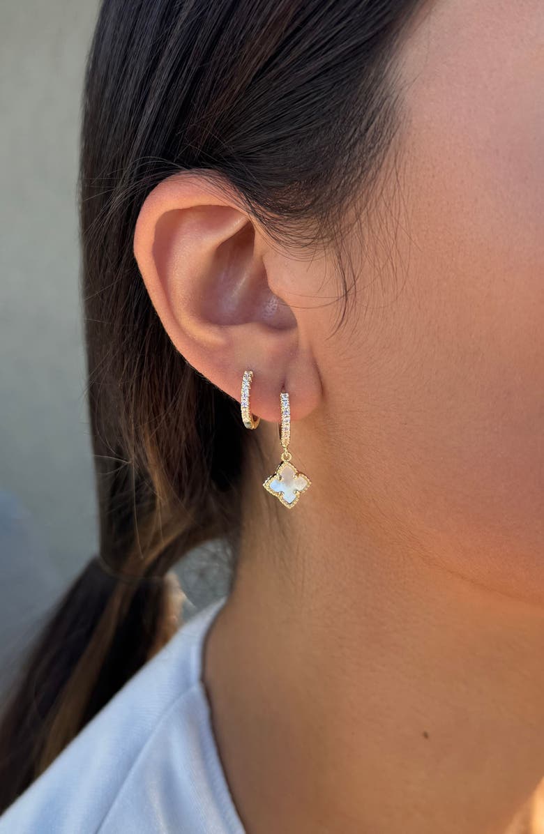 Adornia Set of 2 Hoop Earrings, Alternate, color, Gold-White