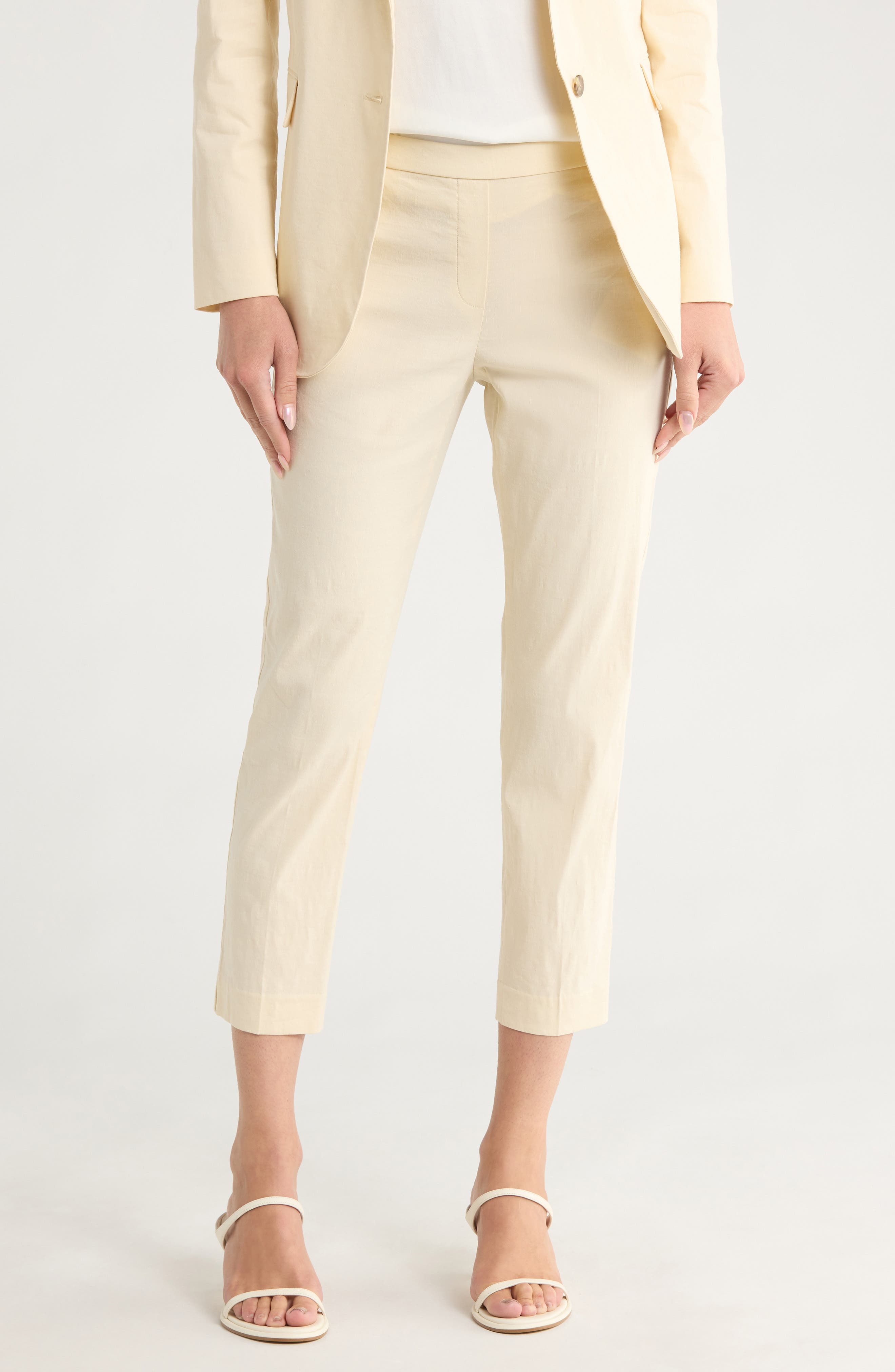 Theory Treeca Linen Blend Pull-On Pants