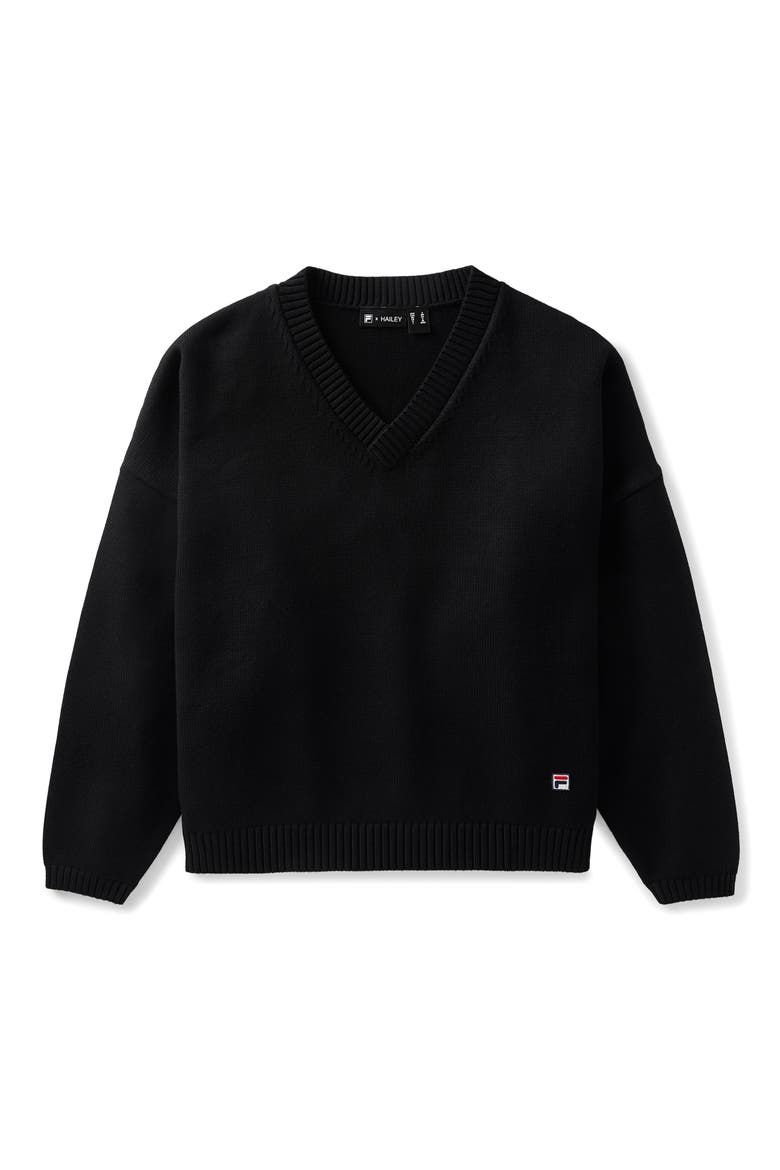 x Hailey V-Neck Oversize Sweater, Alternate, color, BLACK