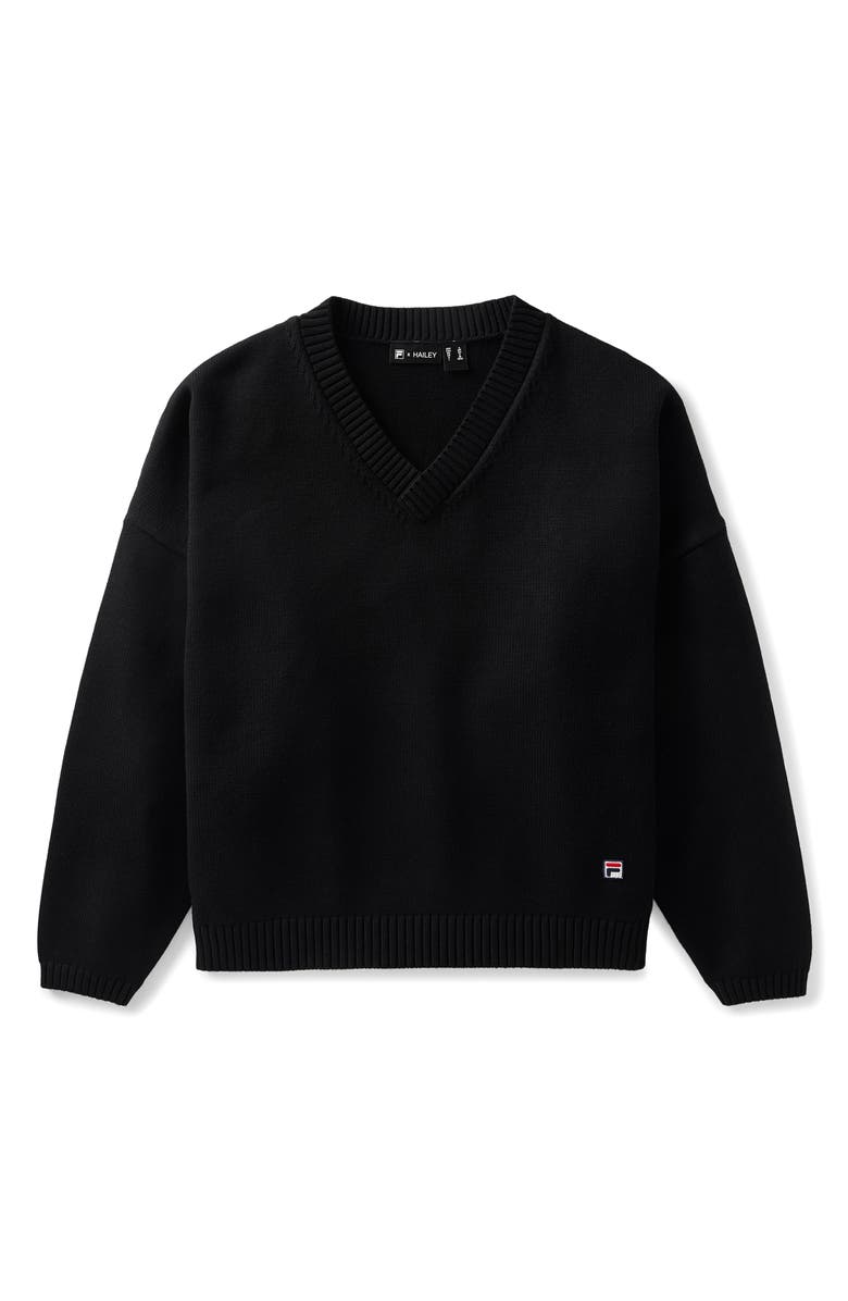 FILA x Hailey V-Neck Oversize Sweater, Alternate, color, 