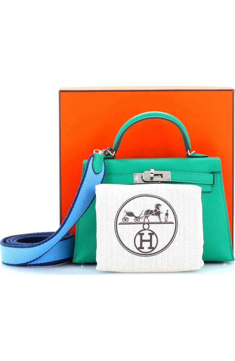 Pre-Owned Hermes Kelly Mini II Amazone Handbag Green Epsom with Palladium Hardware 20, Alternate, color,