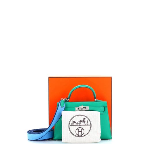Pre-owned Hermes Hermes Kelly Mini Ii Amazone Handbag Green Epsom With Palladium Hardware 20