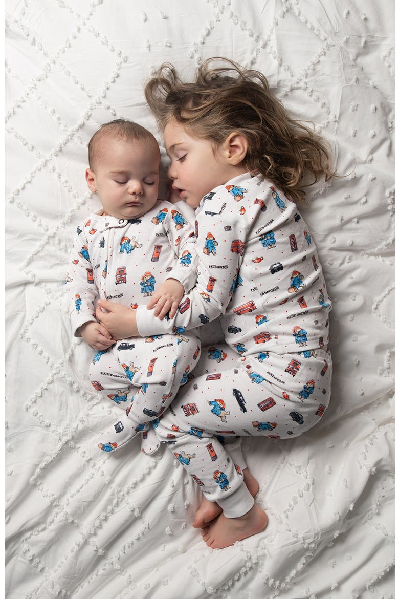 x Paddington Fitted One-Piece Organic Cotton Footie Pajamas, Alternate, color, LONDON PADDINGTON