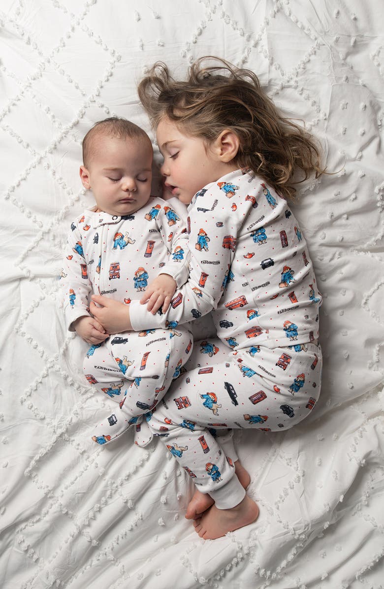 L'ovedbaby x Paddington Fitted One-Piece Organic Cotton Footie Pajamas, Alternate, color, London Paddington