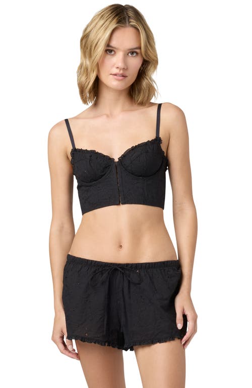 Florence By Mills Embroidered Crop Cotton Top In Black
