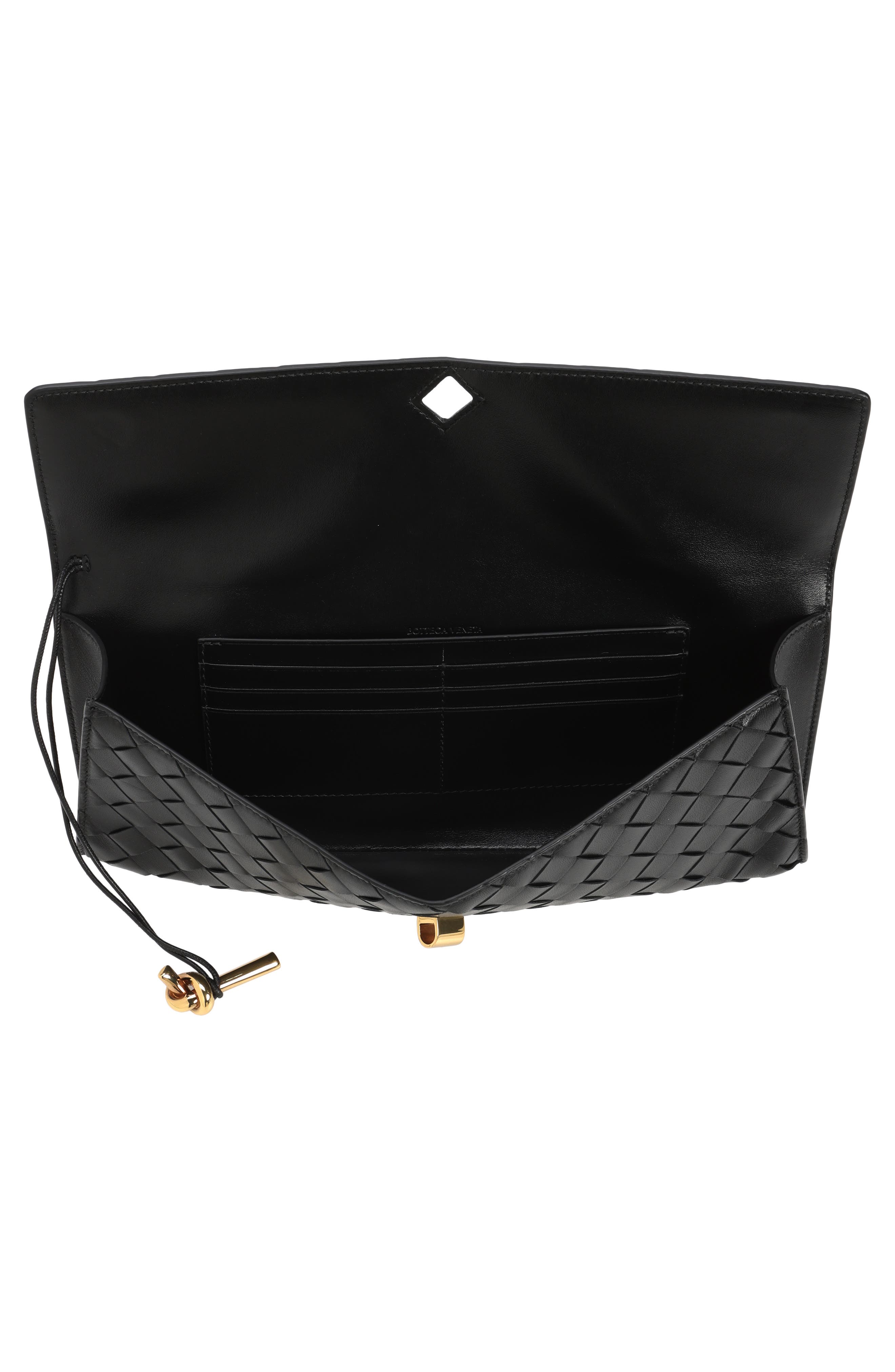 Bottega Veneta Long Andiamo Intrecciato Clutch Bag, Alternate, color, Black Brass