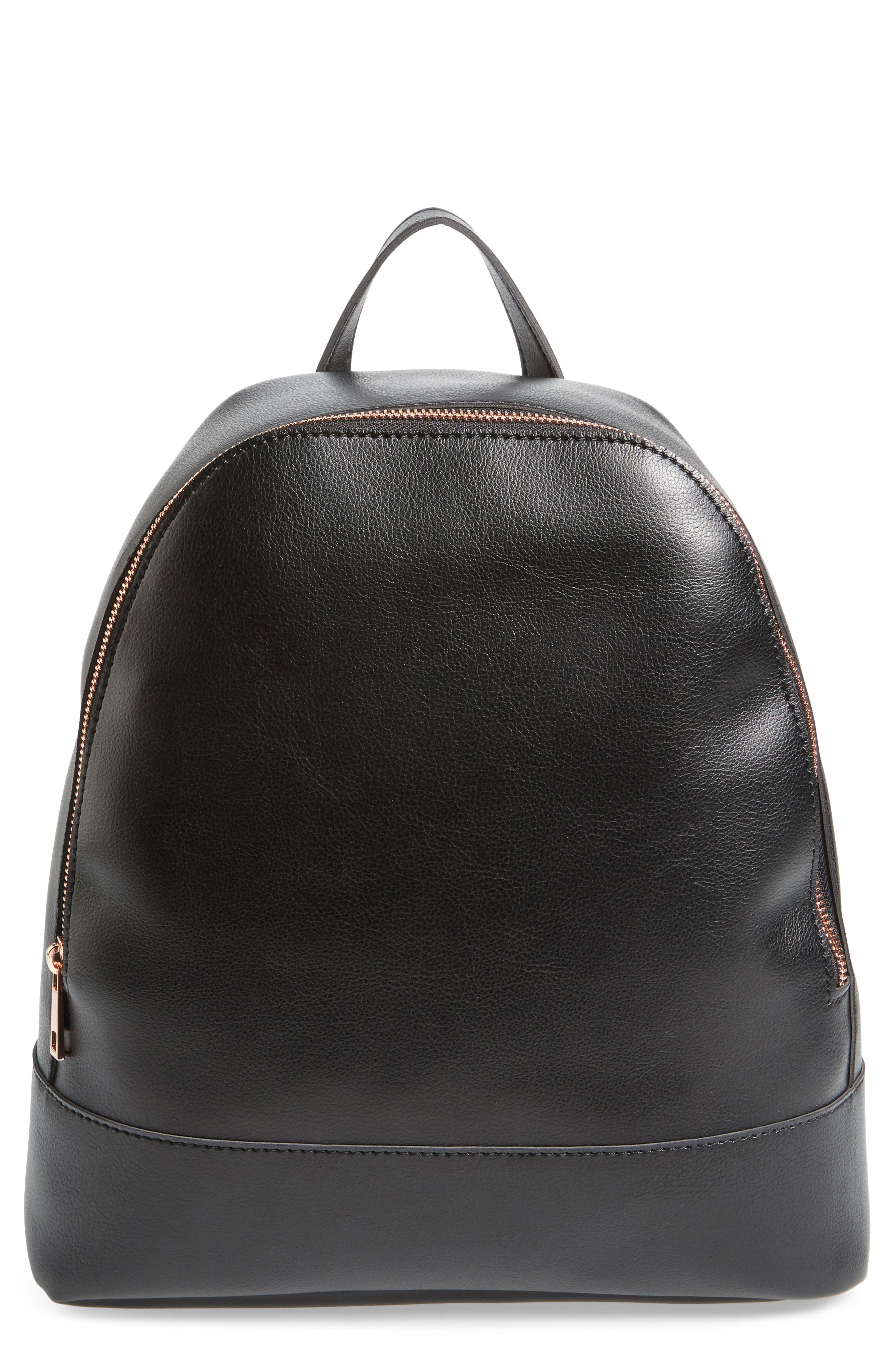 Chester Faux Leather Backpack, Main, color, BLACK