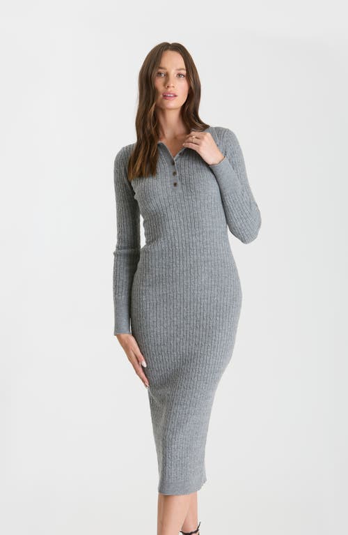Blu Pepper Cable Knit Sweater Dress In Gray