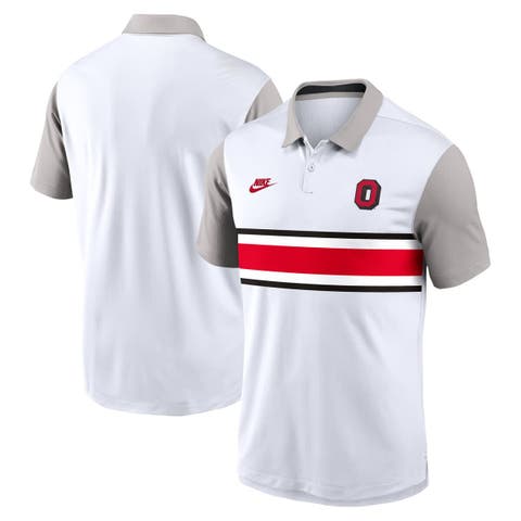 Men's Nike White/Gray Ohio State Buckeyes Athletic Prep Legacy Logo Vapor Performance Polo