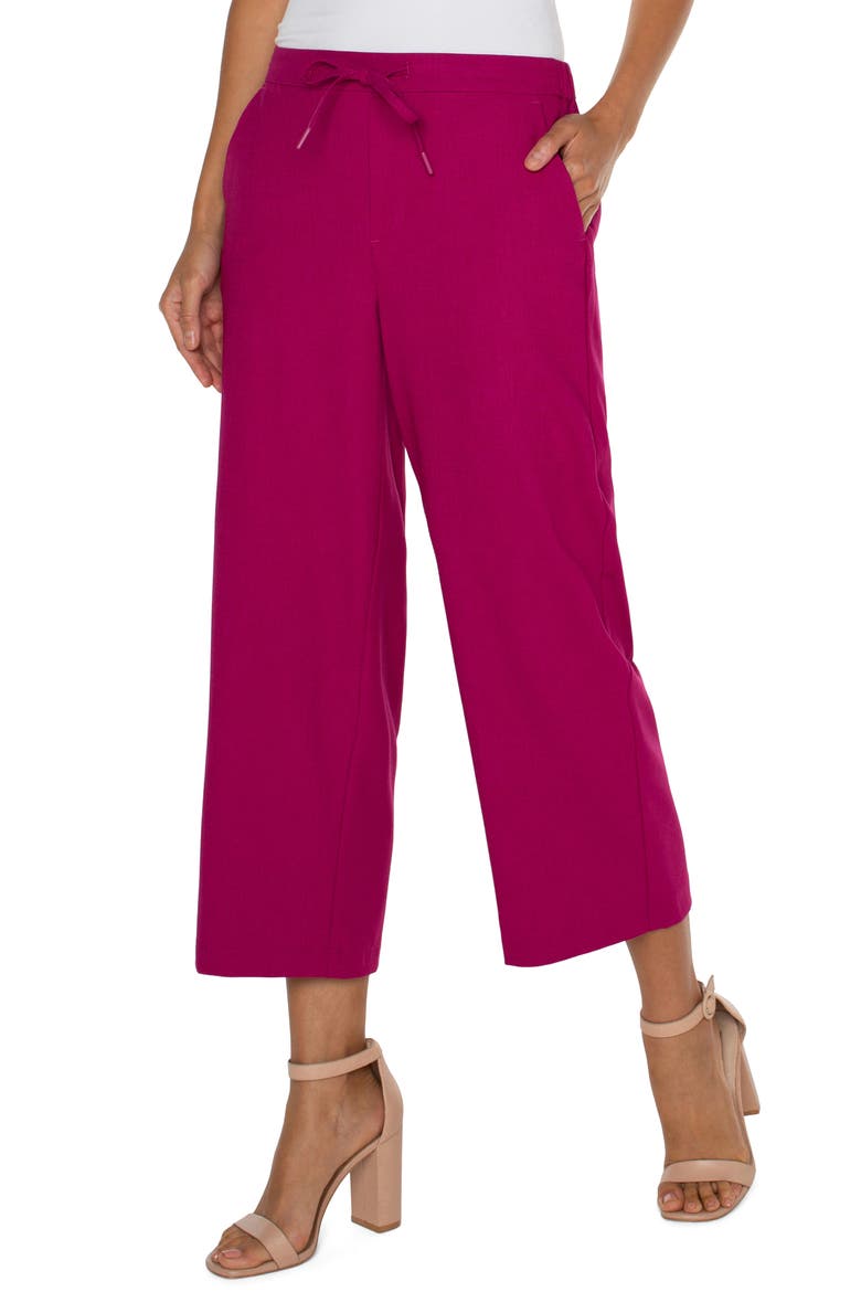 Pull-On Crop Wide Leg Pants, Alternate, color, FUCHSIA KISS