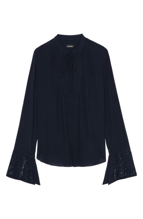 Zadig & Voltaire Taika Strass Embeliished Popover Top In Encre
