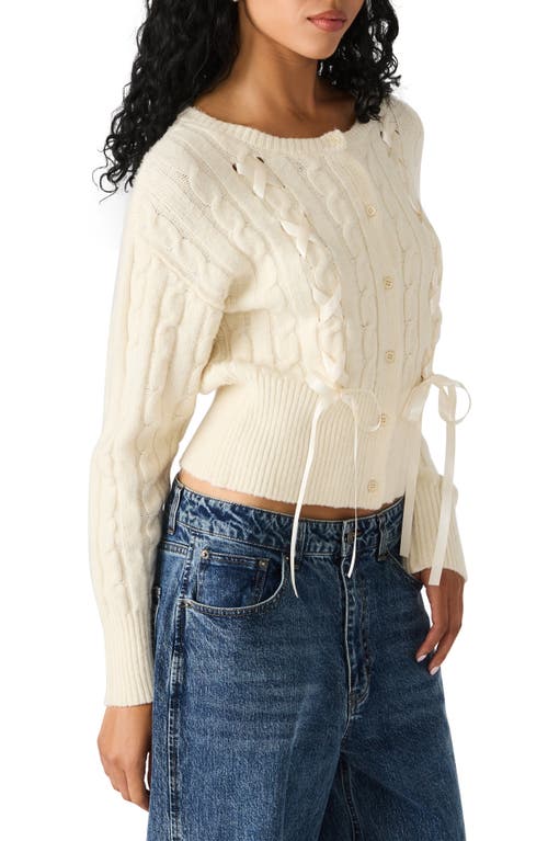 Steve Madden Saidee Ribbon Detail Cable Cardigan In Orange