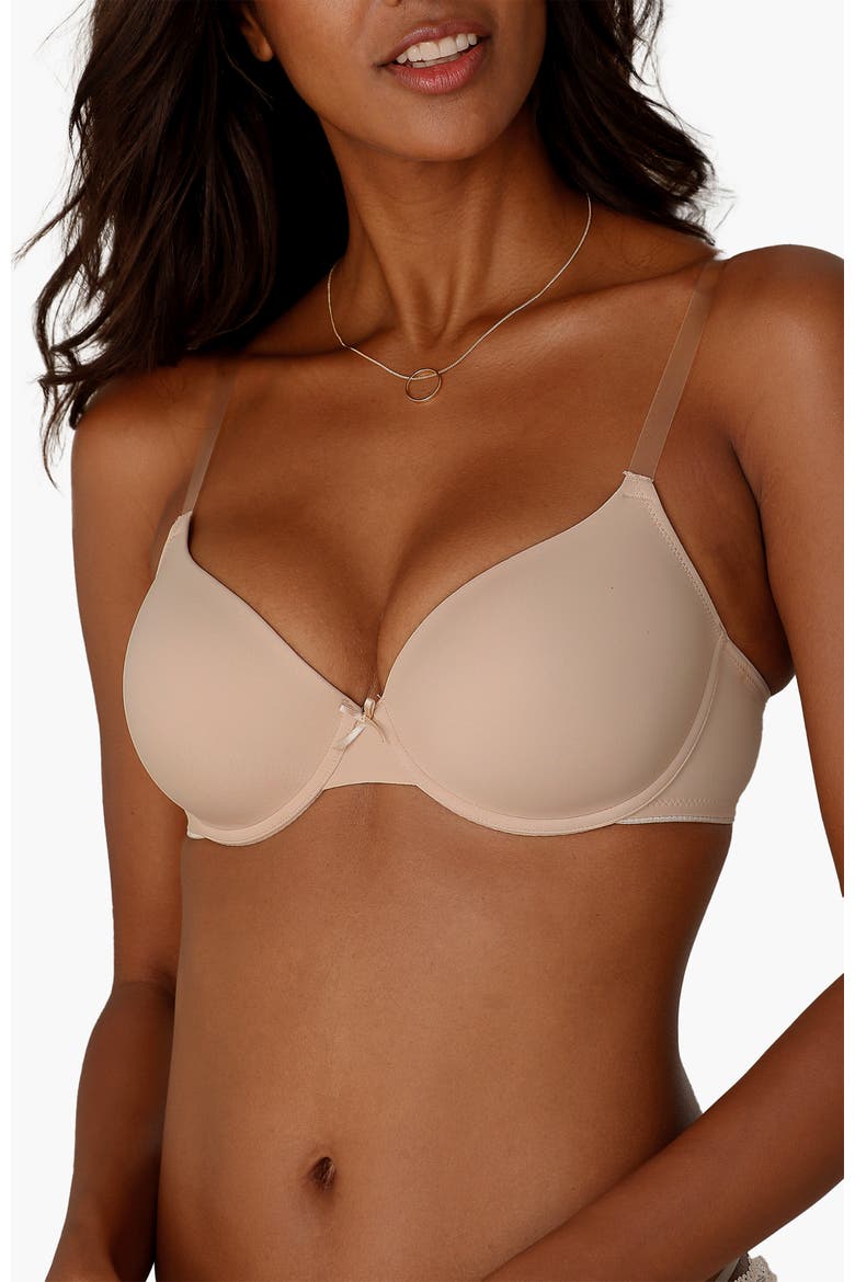 Women's Underwire Clear Strap T-Shirt Bra, Main, color, nude