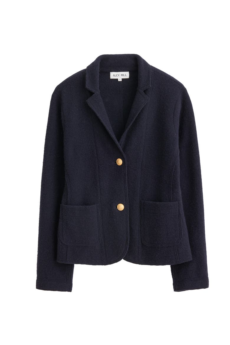 Merino Wool Sweater Jacket, Alternate, color, NAVY