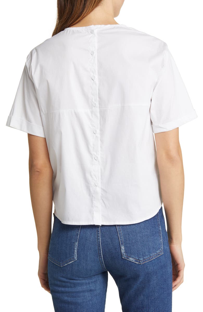 NIKKI LUND Alexis Tie Front Poplin Top, Alternate, color, White