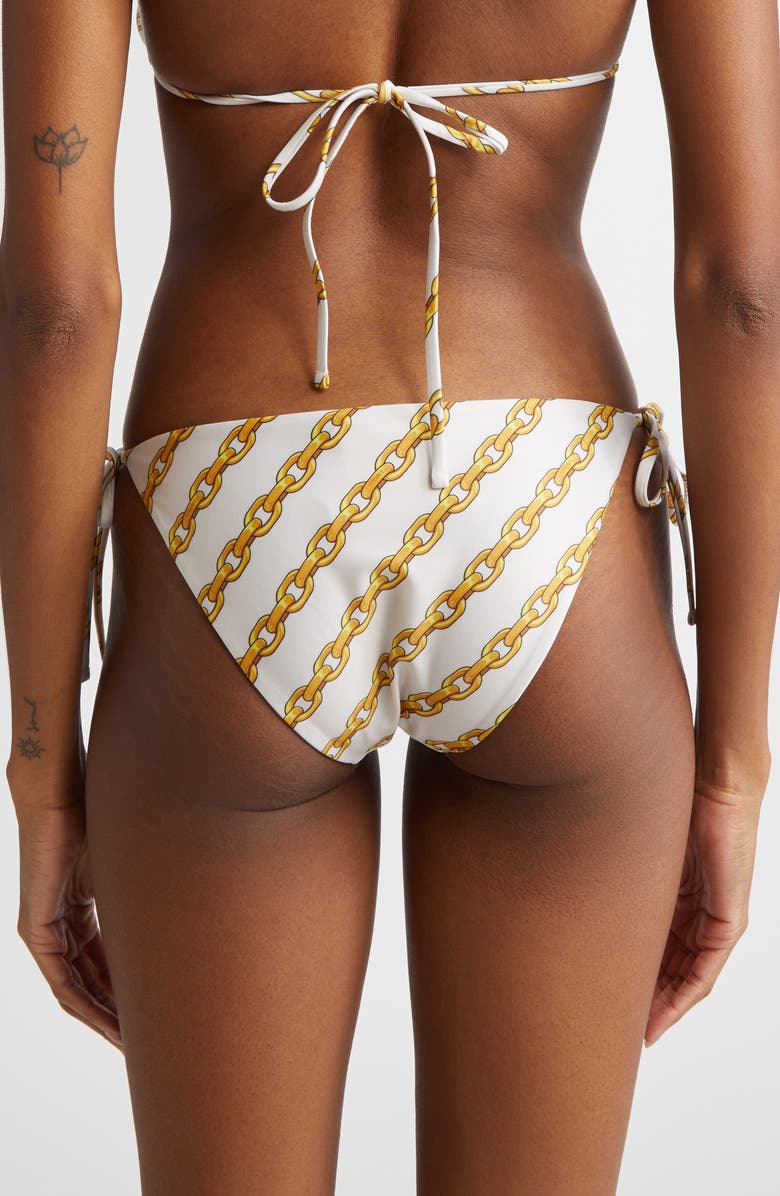 Versace Treasure Print Side Tie Bikini Bottoms, Alternate, color, 