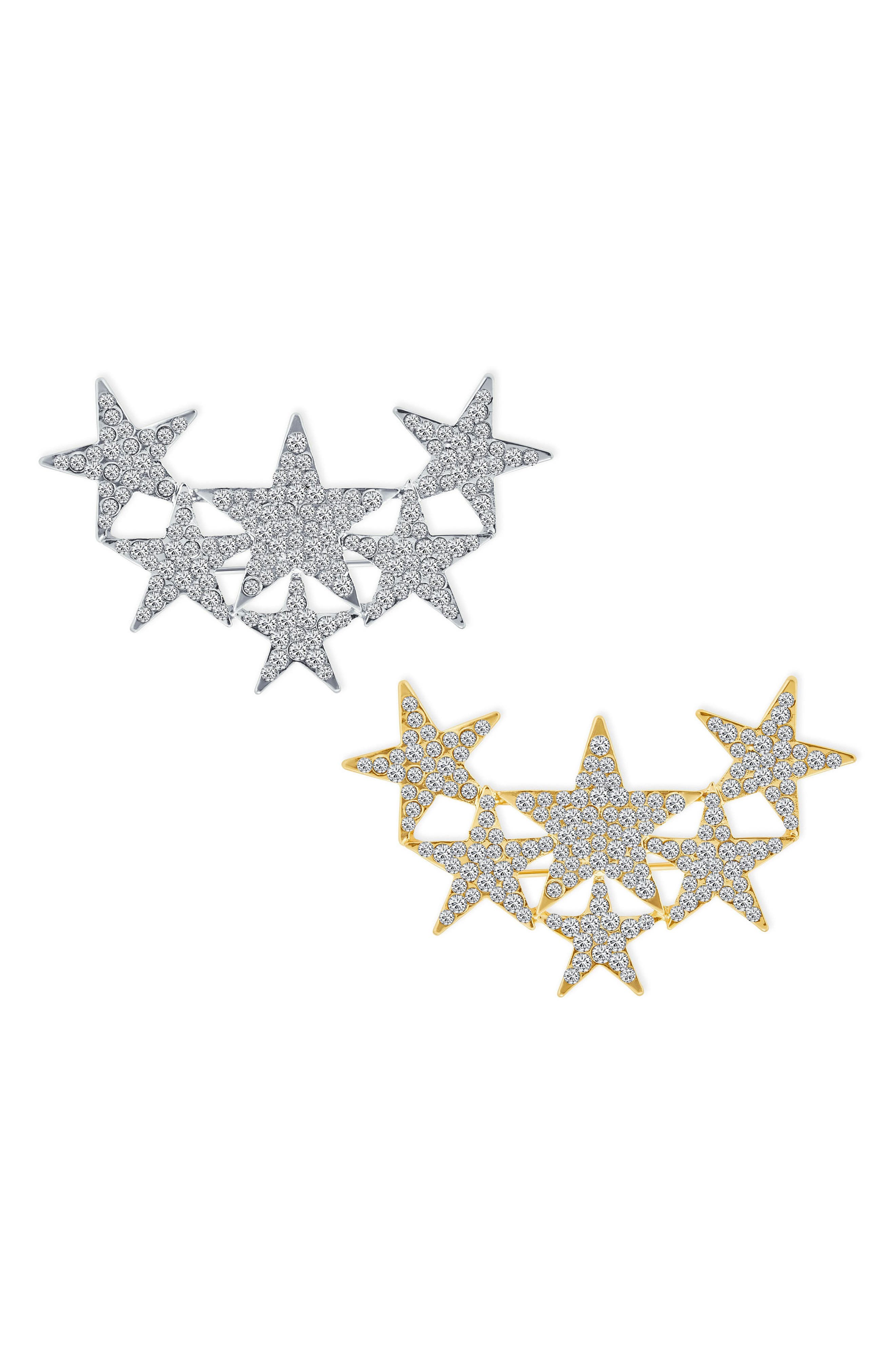 BLING JEWELRY Set of 2 Large Holiday Star Brooches