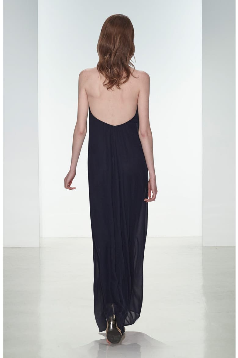 'Jordan' Open Back Chiffon Halter Gown, Alternate, color, NAVY